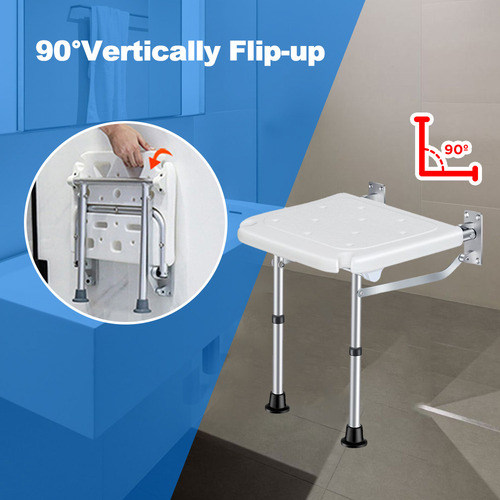 Banco De Ducha Plegable De Pared Con Pies Y Ajustable