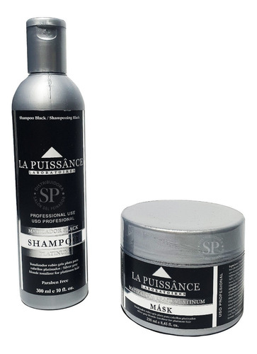 Shampoo + Máscara Matizador Black Platinum La Puissance