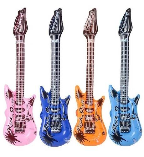 12 Piezas Guitarras Inflable Fiesta Música Chica 63 Cm