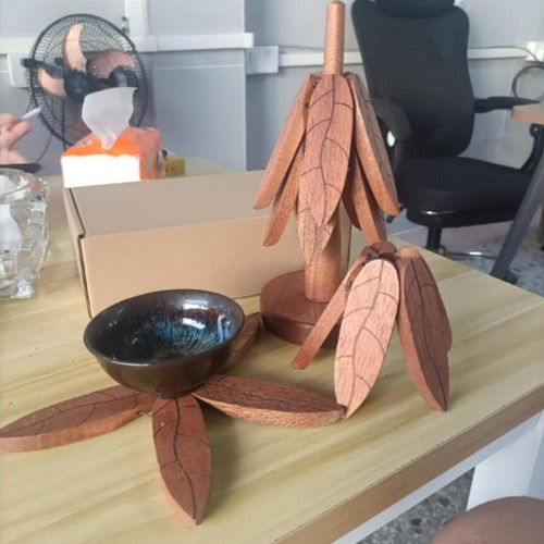 Posavasos De Madera Con Forma De , Juego De 4 Piezas