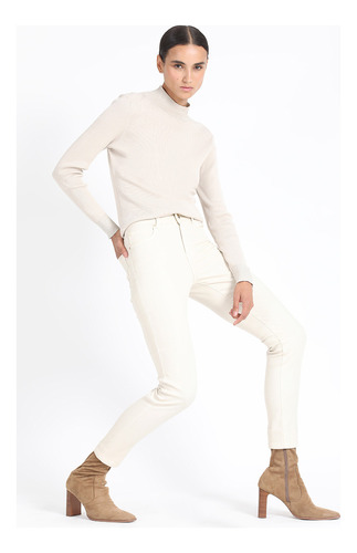 Pantalon  Skinny Tiro Medio, Masilla Liola