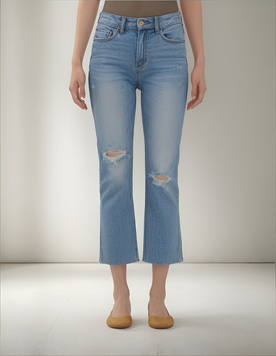 Pantalon Mom Petite Jean Mezclilla Time And Tru 99 % Algodon
