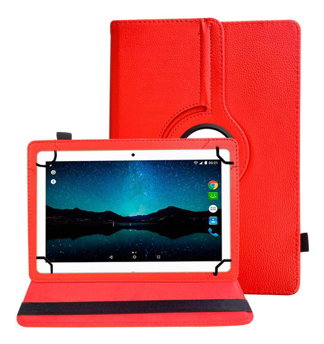 Capa Tablet 10 Polegadas Universal Em Couro Case - Vermelha