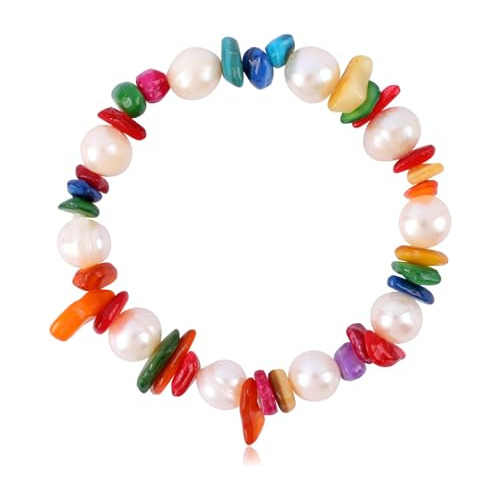 Pulseras De Piedras De Colores Y Perlas Para Mujer