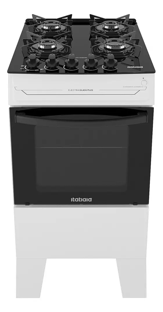 Fogão 4 Bocas Itatiaia Vidro Temperado Electra Glass Branco