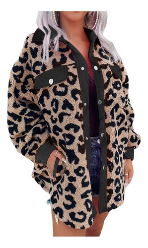 Chaqueta Polar B Para Mujer, Manga Larga, Leopardo, Otoño-in