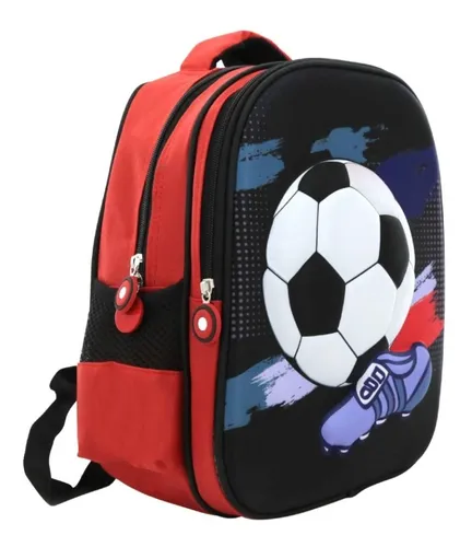 tablero Paloma Construir sobre Mochila Pelota 3d Escolar Niños Futbol Azul Rojo Reforzada