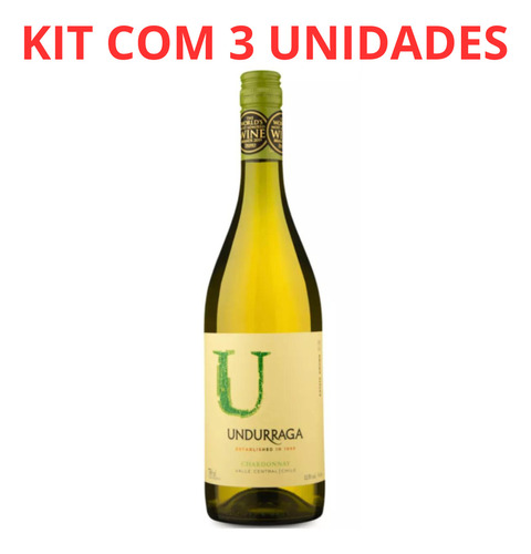 Vinho U Undurraga Valle Central Chardonnay 750ml Bco Kit C/3