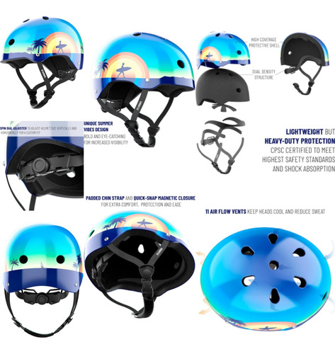 Casco Skate Para Moto Y Bici Ajustable Transpirable Seguro 