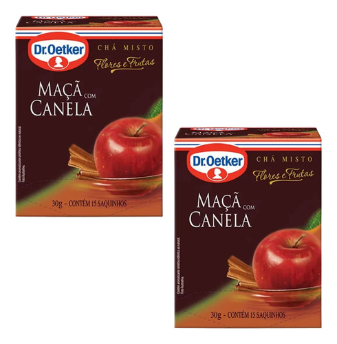 Chá Misto Maçã Com Canela 30 Sachês - Dr. Oetker Kit Com 2un