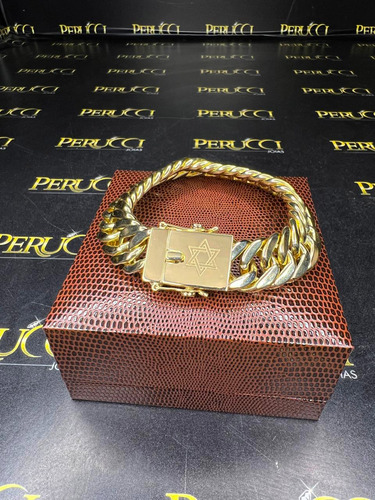 Pulseira Elos Duplos 40 Gramas Ouro 18k 750 Estrela De Davi