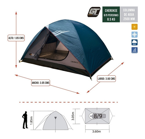 Imagen 3 de 5 de Carpa 8 Personas Nautika Carpas Iglu Impermeable Cherokee