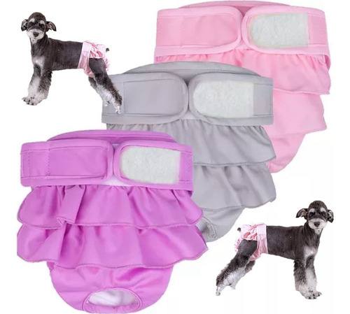 Set De 3 Pañales De Perro Femenina Lavables,reutilizable