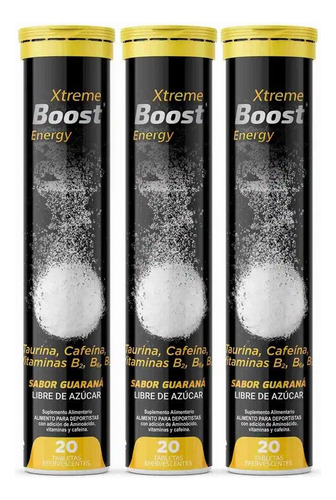 Extreme Boost Energy 20 Tabletas Efervescentes Pack 3 Unidad