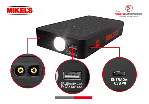 Jumper Starter Arrancador De Baterias Inteligente Mikels
