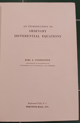 Ordinary Differential Equations. Earl A. Coddington (Usado)