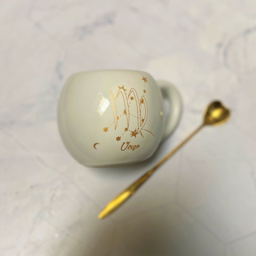 Taza Signos Virgo Astrologia Blanca C/ Oro