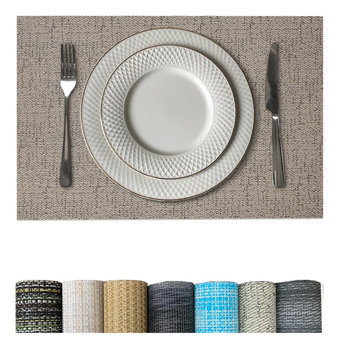 12 Jogo Americano Mesa Posta Luxo Impermeável Pvc Mz Rust Vr Cor M7 Bege Marrom Preto Branco Rustico Mz Retangular