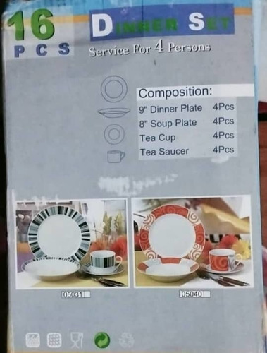 Imagen 3 de 6 de Vajilla 4 Puestos 16 Piezas Hermoso Diseño Loza Ceramica