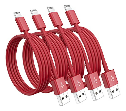 4 Pack [apple Mfi Certificado] Cables De Carga De Apple 6ft,