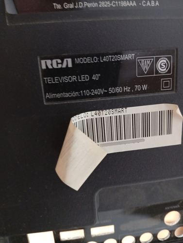 Placa Main Rca L40t20smart Más Botón Y Sensor (Usado)