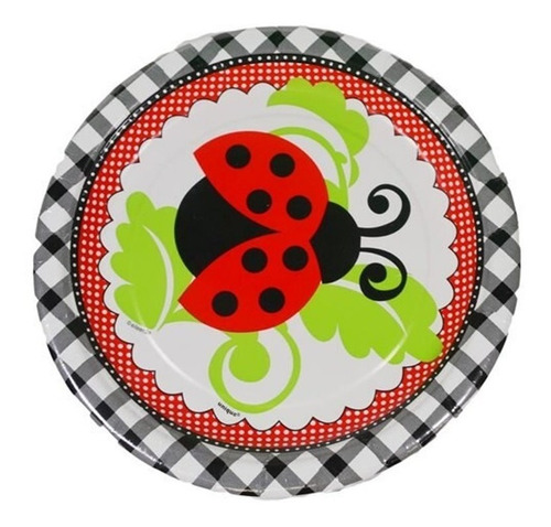 Fiesta P 8 Catarinas Ladybugs Primavera Platos Vaso Mantel