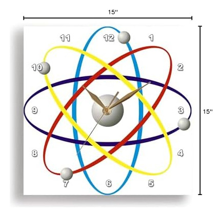 3drose Dpp__3 Reloj De Muro De Símbolo De Átomo Colorido, 15