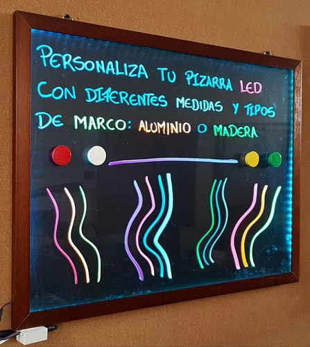 Pizarra Led Marco De Madera Quito. Única En El Mercado