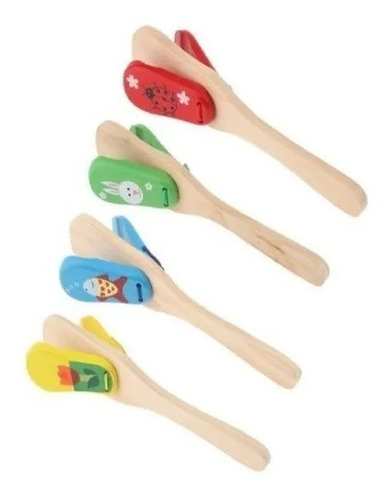 Imagen 2 de 6 de Castañuelas De Madera Iniciación Musical Ritmo