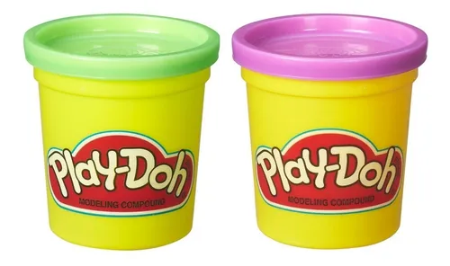 Play Doh Pack X 2 Latas De Masa Colores Clásicos Hasbro Color Verde y Violeta