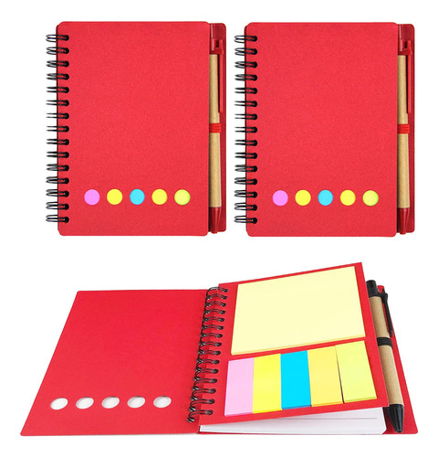 Paquete De Blocks De Notas Color Rojo 2 Piezas 4.5x5.5inches