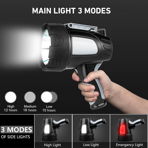 Faro O Spotlight Para Cacería Recargable De Led De 65w 1500m