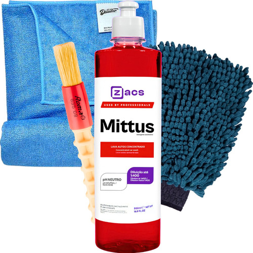 Mittus Lava Autos Concentrado Shampoo Luva Pincel Secagem