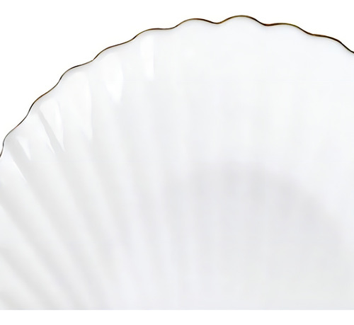 Prato Raso Branco Concha 26cm Borda Dourada Gold Rim