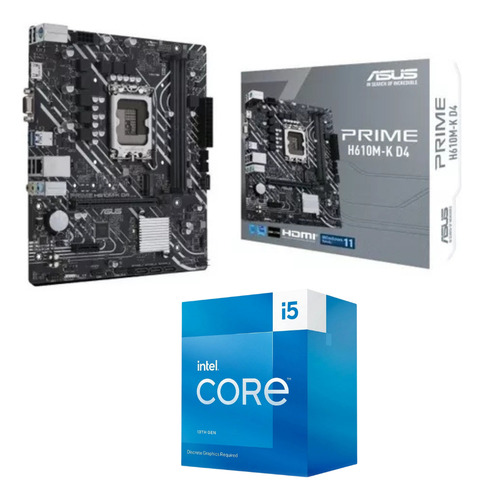Kit Intel I5 12400f + H610m-k Micro Atx D4 Cor Preto