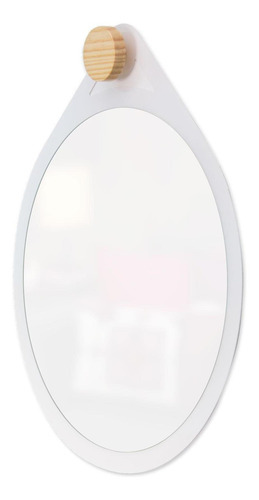 Espelho Decorativo Adnet Flat Branco Off White 30 Cm Redondo