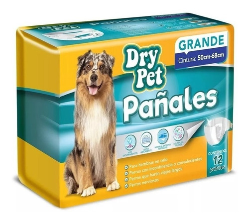 Pañales Para Perros Talla Grandes 50-68 Cm 12 Pz Dry Pet