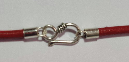 Imagen 2 de 3 de Collar Cuero Liso 3 Mm Grosor Rojo Y Plata 925 ... Milenoil
