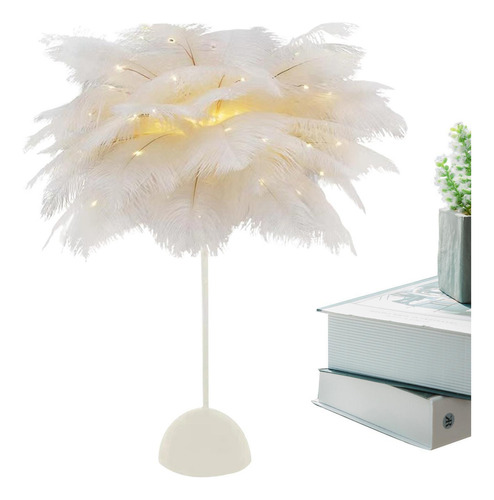 . . Lámpara De Mesa De Plumas Lámpara De Mesita De Noche