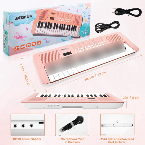 Teclado Electrónico Portátil De 37 Teclas Para Niños Rosado