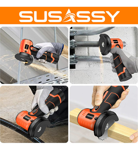 Mini Esmeril Angular Inalámbrica Esmeriladora Pulidora Amolador SUSASSY 3 Inch 12v 18500 Rpm Color Naranja