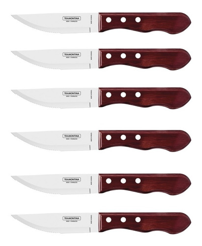 Cuchillo Tramontina Polywood Jumbo Asado Churrasco Acero X6