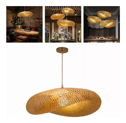 Lámpara Combinada De Bambú Tejida A Mano 40 Cm
