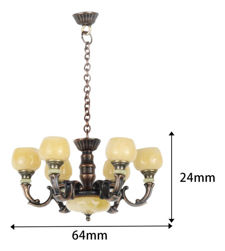 Lámpara De Araña En Miniatura A Escala 1/12, Bronce