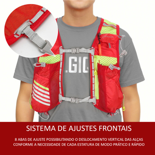 Mochila Colete Corrida Hidratação Caminhada Trilha Com Refil Vermelho G Lisa