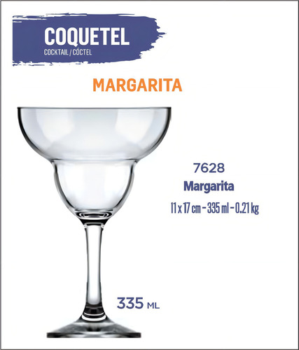06 Copos Margarita 355ml - Coquetel - Batida