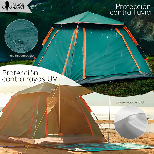 Casa Campaña Portátil 1 Entrada Impermeable 4 A 6 Personas Color Verde Claro