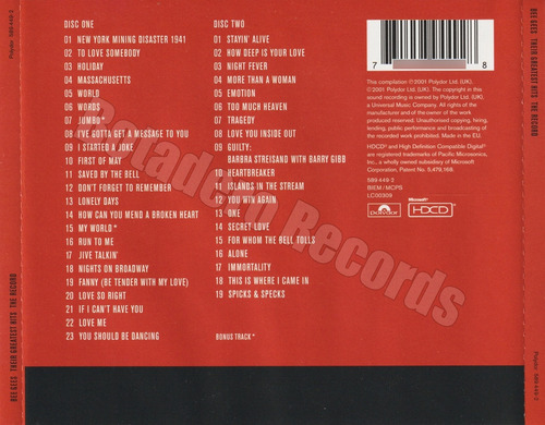Bee Gees Their Greatest Hits The Record Hdcd 2001 Uk Edición Especial (Usado)