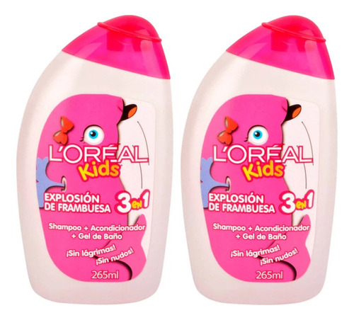 2 Shampoo L'oréal Kids 3 En 1 Explosión De Frambuesa