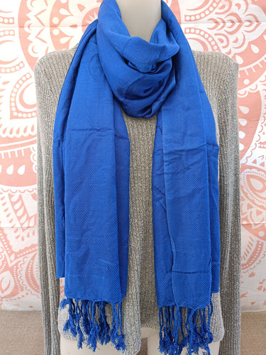 Pashmina Hindú 100% Viscosa .colores Variados Azul Rey Liso Unitalla